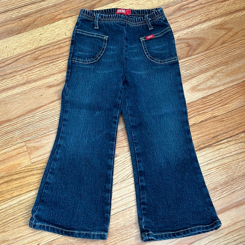 Y2K Vintage Kids Diesel Jeans Patch Pocket Pull On Flare